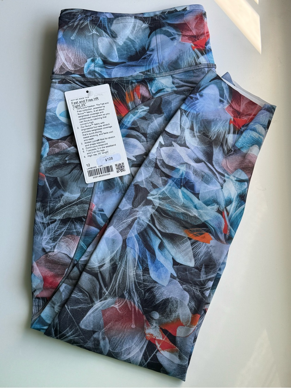NWT  Lululemon Fast and Free HR Pockets Tight 25” Leggings Luminescent Floral 12
